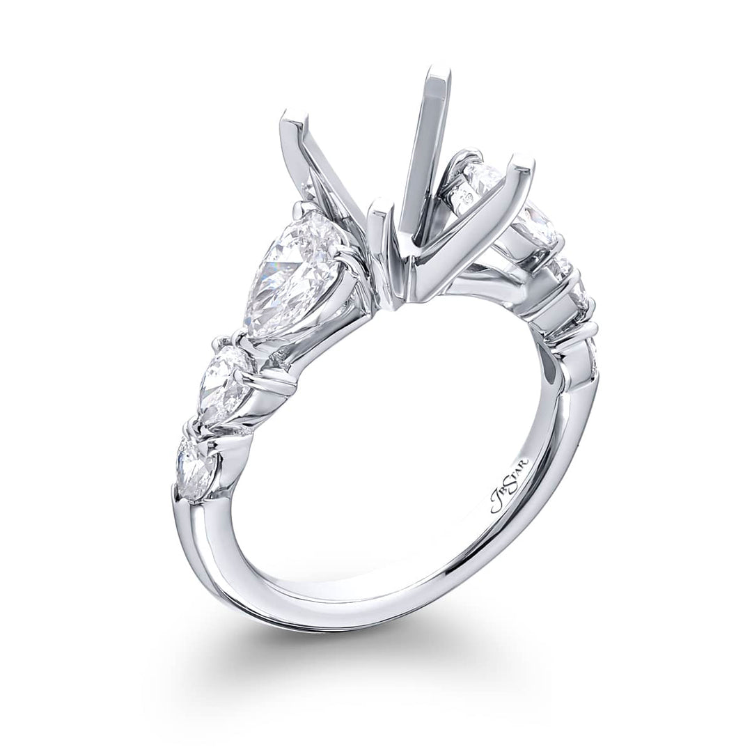 Dazzling Brilliance: Our stunning Diamond Semi-mount. These six stunning pear-shaped diamonds are set in a shared prong setting handcrafted in pure platinum.