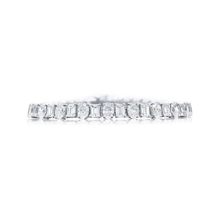 Platinum Emerald-Cut and Oval Diamond Bracelet