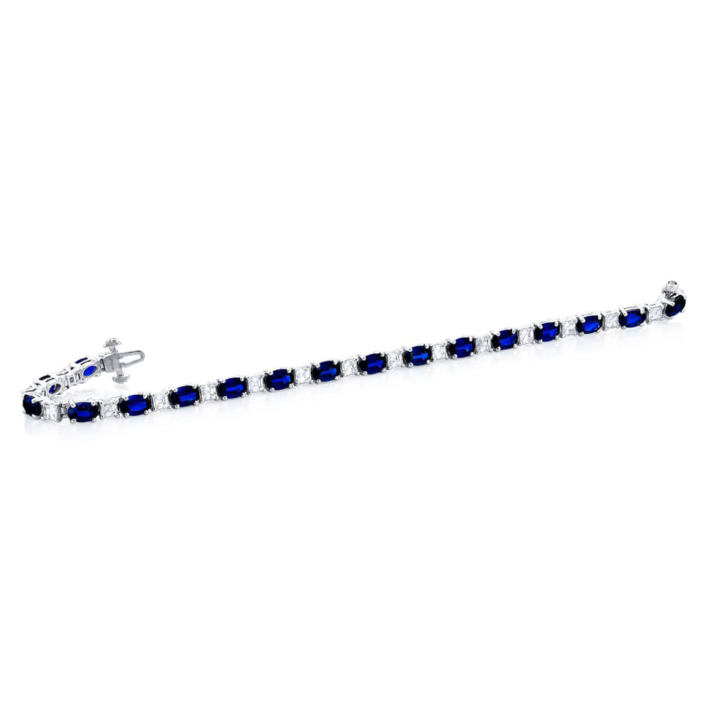 Platinum Oval Sapphire and Diamond Bracelet