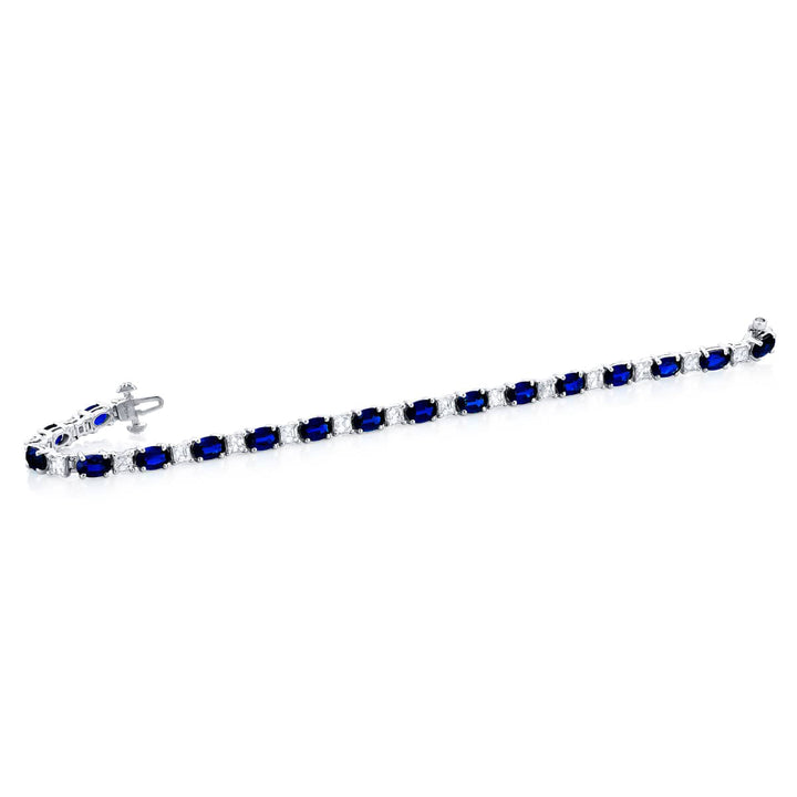 Platinum Oval Sapphire and Diamond Bracelet