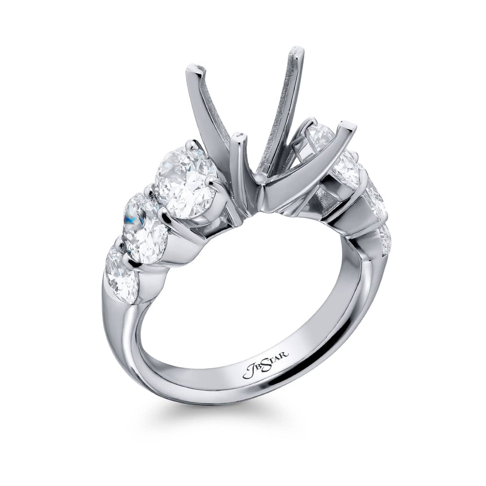 Dazzling Brilliance: Our timeless Diamond Semi-mount. These six oval diamonds are set in a shared prong setting handcrafted in pure platinum.