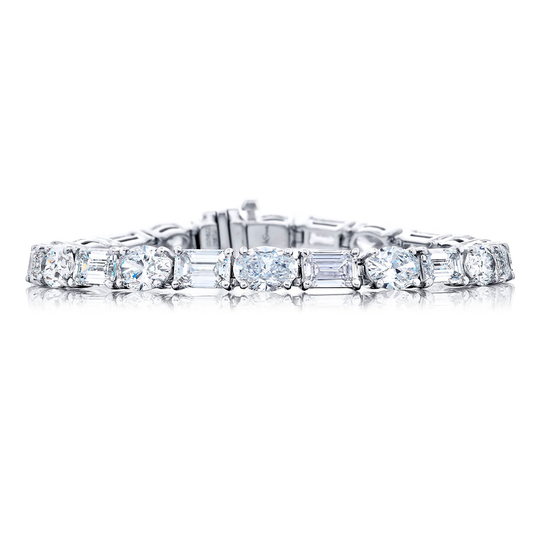 Platinum Emerald-cut and Oval Certified Diamond Bracelet