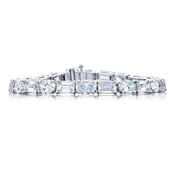 Platinum Emerald-cut and Oval Certified Diamond Bracelet