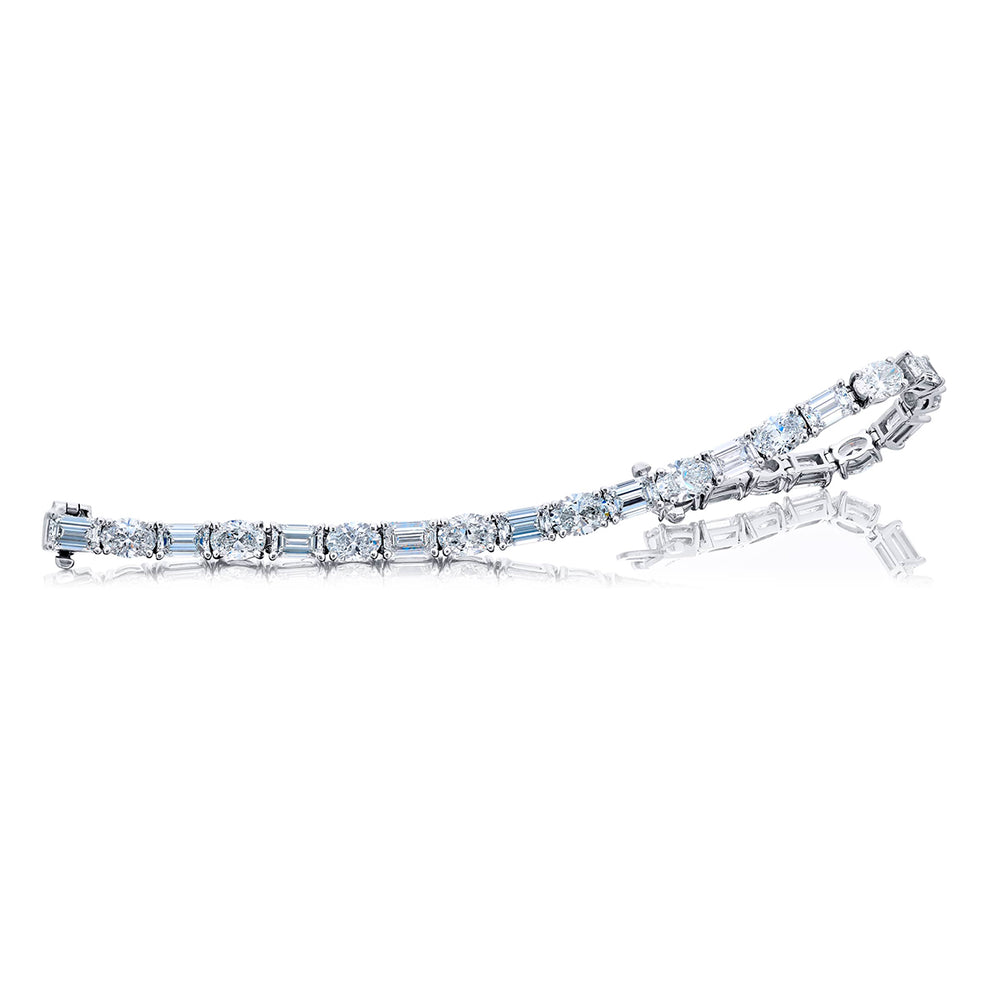 Platinum Emerald-cut and Oval Certified Diamond Bracelet