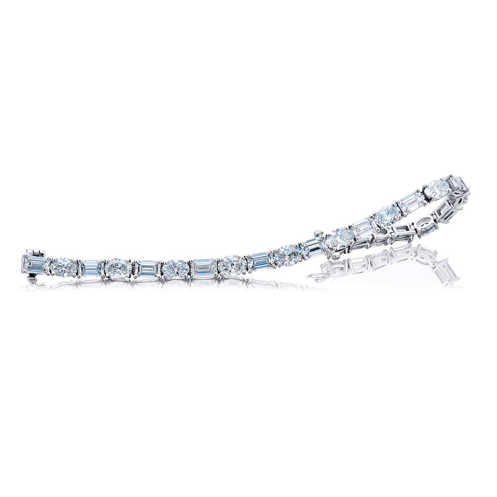Platinum Emerald-cut and Oval Certified Diamond Bracelet