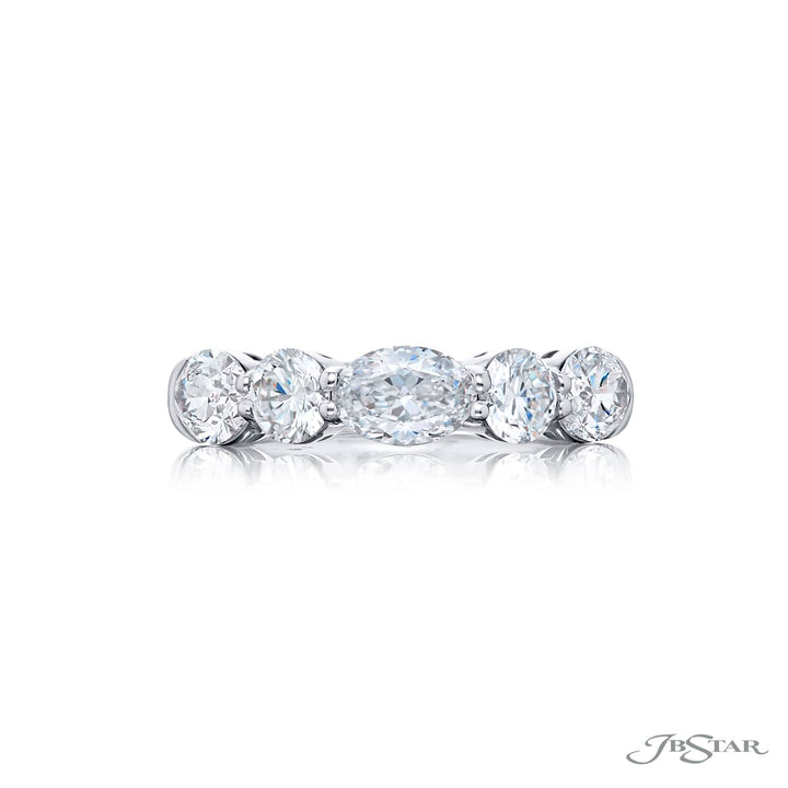 Platinum Oval and Round Diamond East-West Band