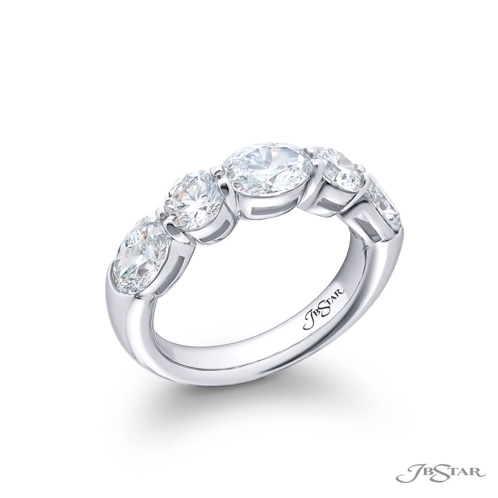 Platinum Oval and Round Diamond East-West Band