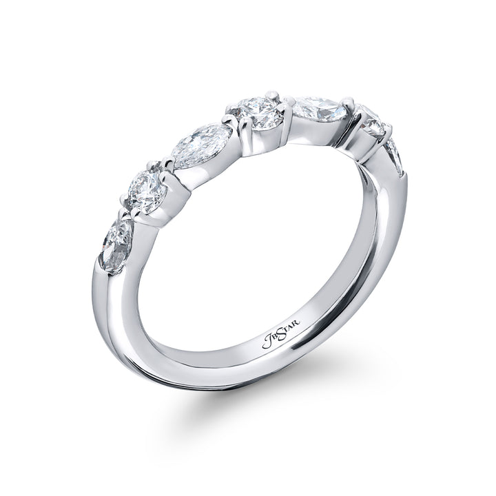 Elegance Elevated: Our classic East-West Diamond Band. These stunning round and marquise diamonds are handcrafted in pure platinum.