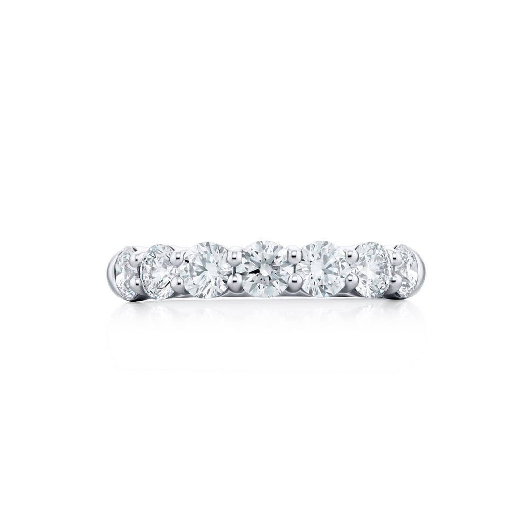 Elegance Elevated: Our signature 1.67 ctw. Diamond Band. These seven beautiful round diamonds are handcrafted in pure platinum.