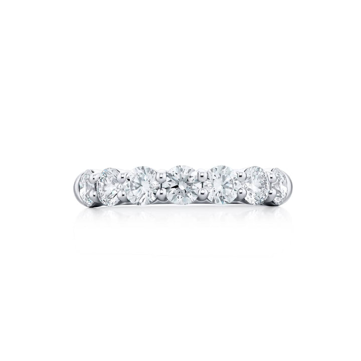 Elegance Elevated: Our signature 1.67 ctw. Diamond Band. These seven beautiful round diamonds are handcrafted in pure platinum.