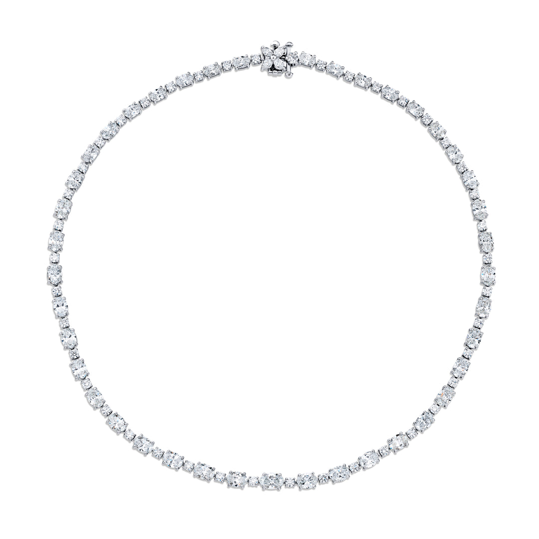 Platinum Round and Oval Diamond Necklace