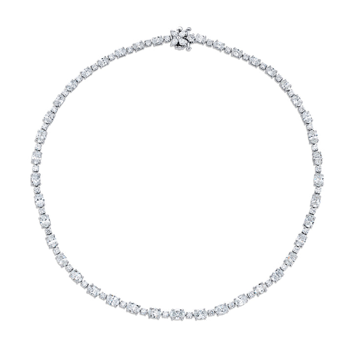 Platinum Round and Oval Diamond Necklace