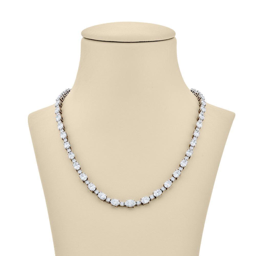 Platinum Round and Oval Diamond Necklace