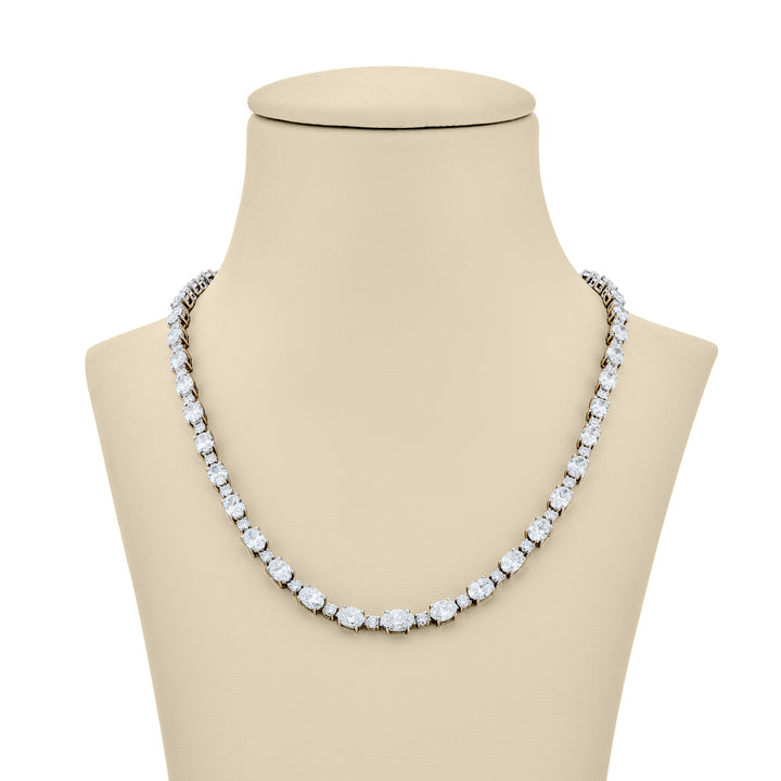 Platinum Round and Oval Diamond Necklace