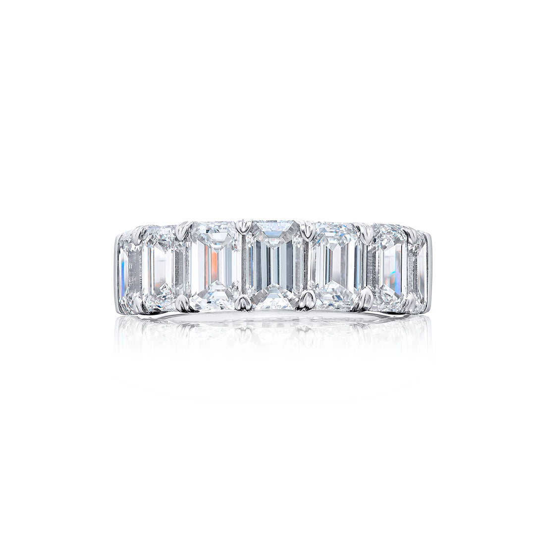 Classic Single Row GIA Certified Diamond Band | 7 Emerald-Cut Diamonds in Platinum | Elegance Elevated by Jb Star