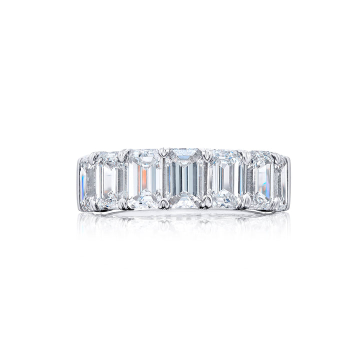 Classic Single Row GIA Certified Diamond Band | 7 Emerald-Cut Diamonds in Platinum | Elegance Elevated by Jb Star