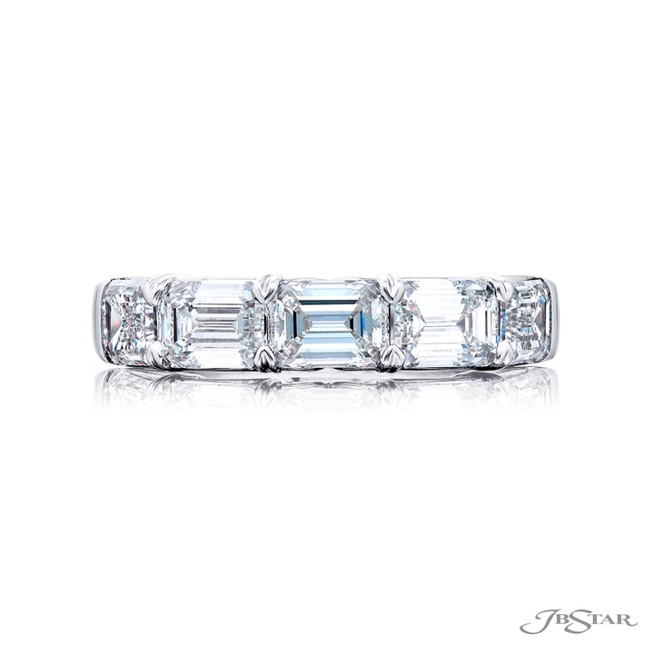 Platinum Emerald-Cut East-West Diamond GIA Certified Band