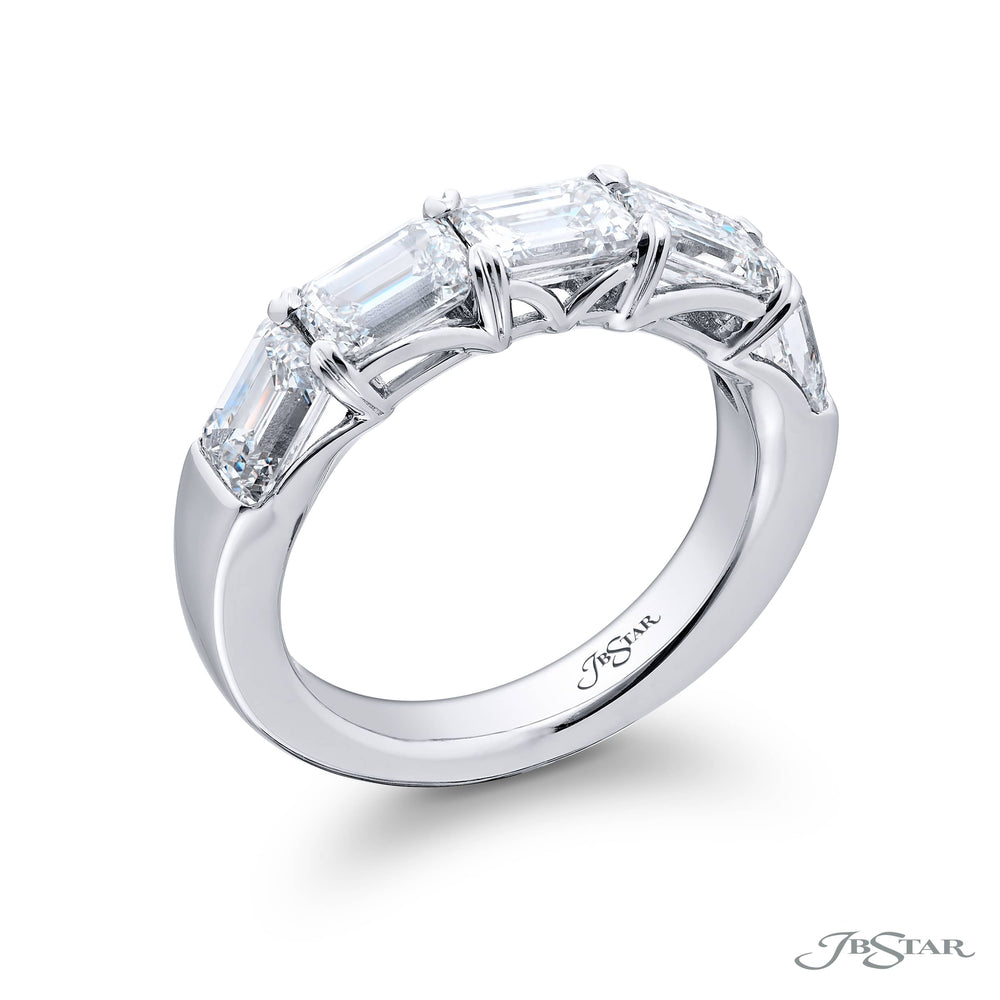 Platinum Emerald-Cut East-West Diamond GIA Certified Band
