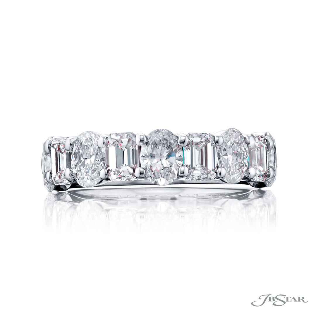 Elegance Elevated: Our classic 2.10 ctw. Diamond Band. These dazzling oval and emerald-cut diamonds are handcrafted in pure platinum.