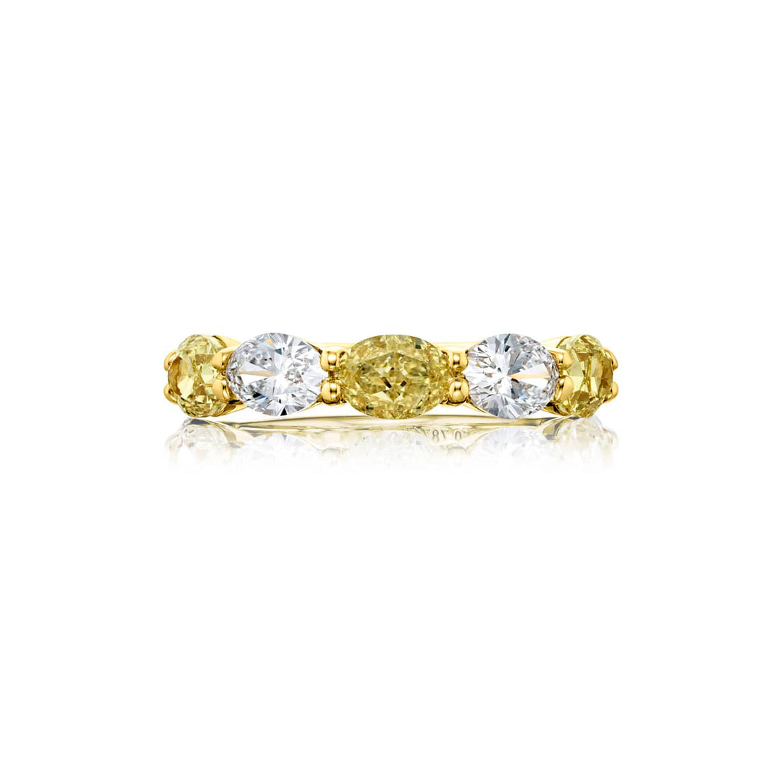 Classic Single-Row East-West Fancy Yellow Diamond Band