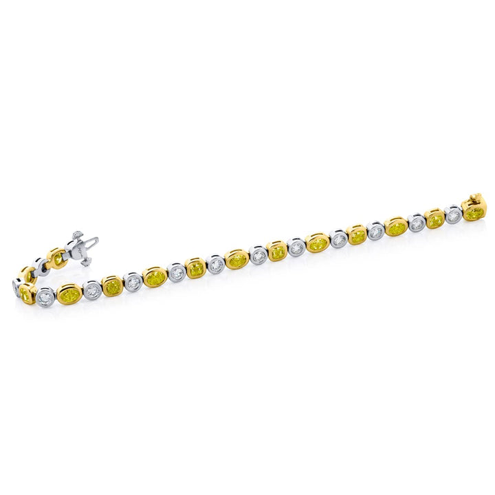 18K Yellow Gold and Platinum Oval and Cushion-Cut Fancy Yellow Diamond Bezel Bracelet