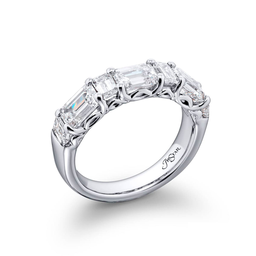 Classic East-West Alternating Emerald-Cut Diamond Band