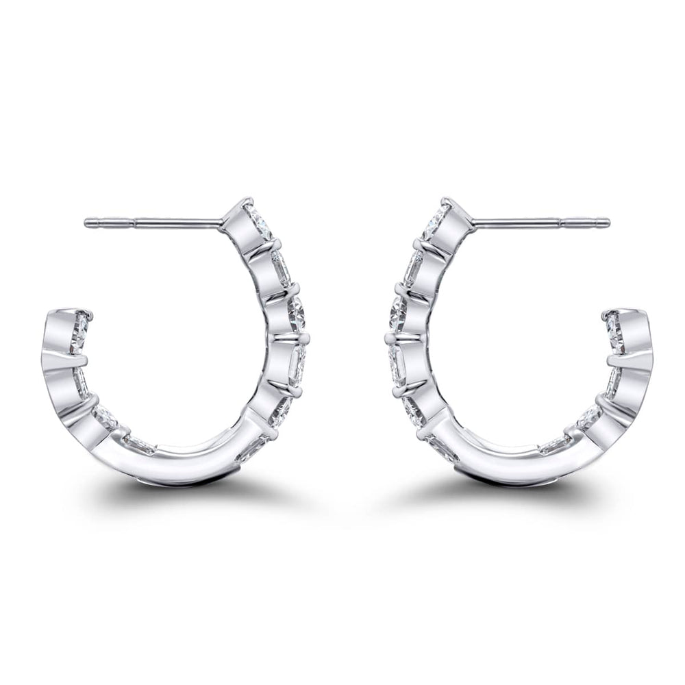 Platinum Oval and Emerald-Cut Diamond Hoop Earrings