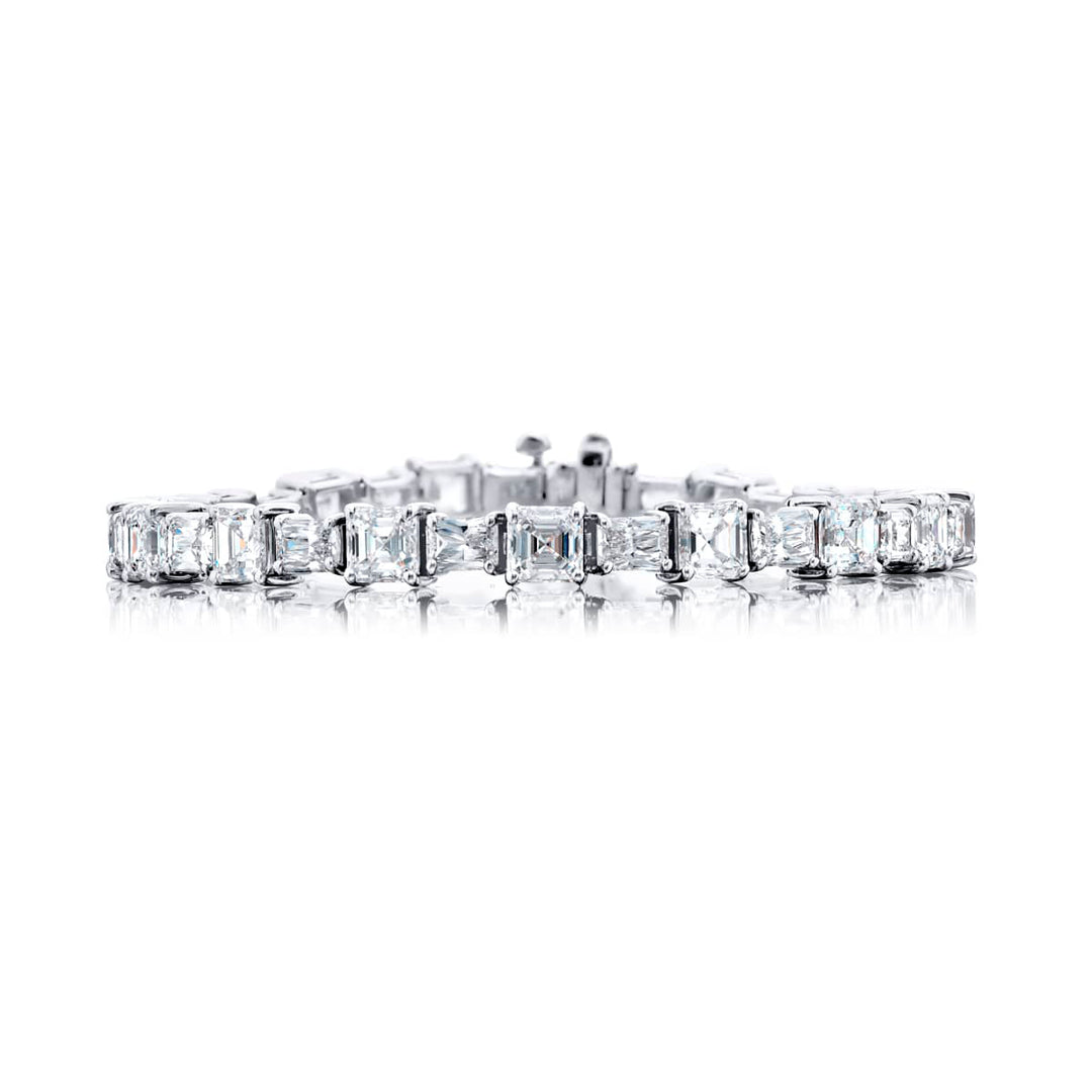 Platinum Square Emerald-Cut and Radiant-Cut Diamond Bracelet