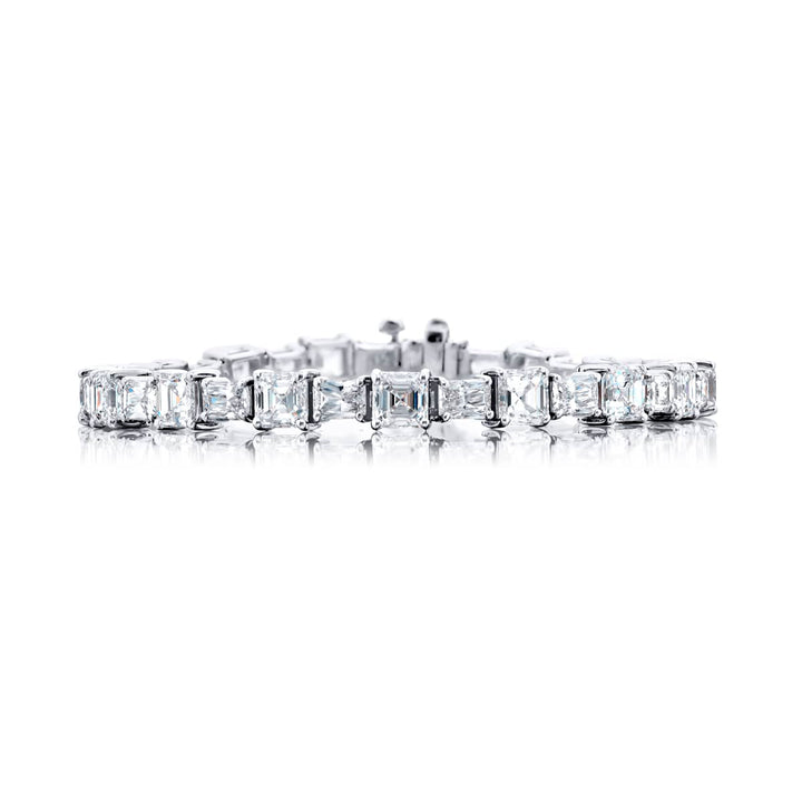 Platinum Square Emerald-Cut and Radiant-Cut Diamond Bracelet