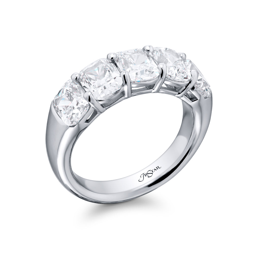 Platinum Cushion-Cut Diamond Certified Band