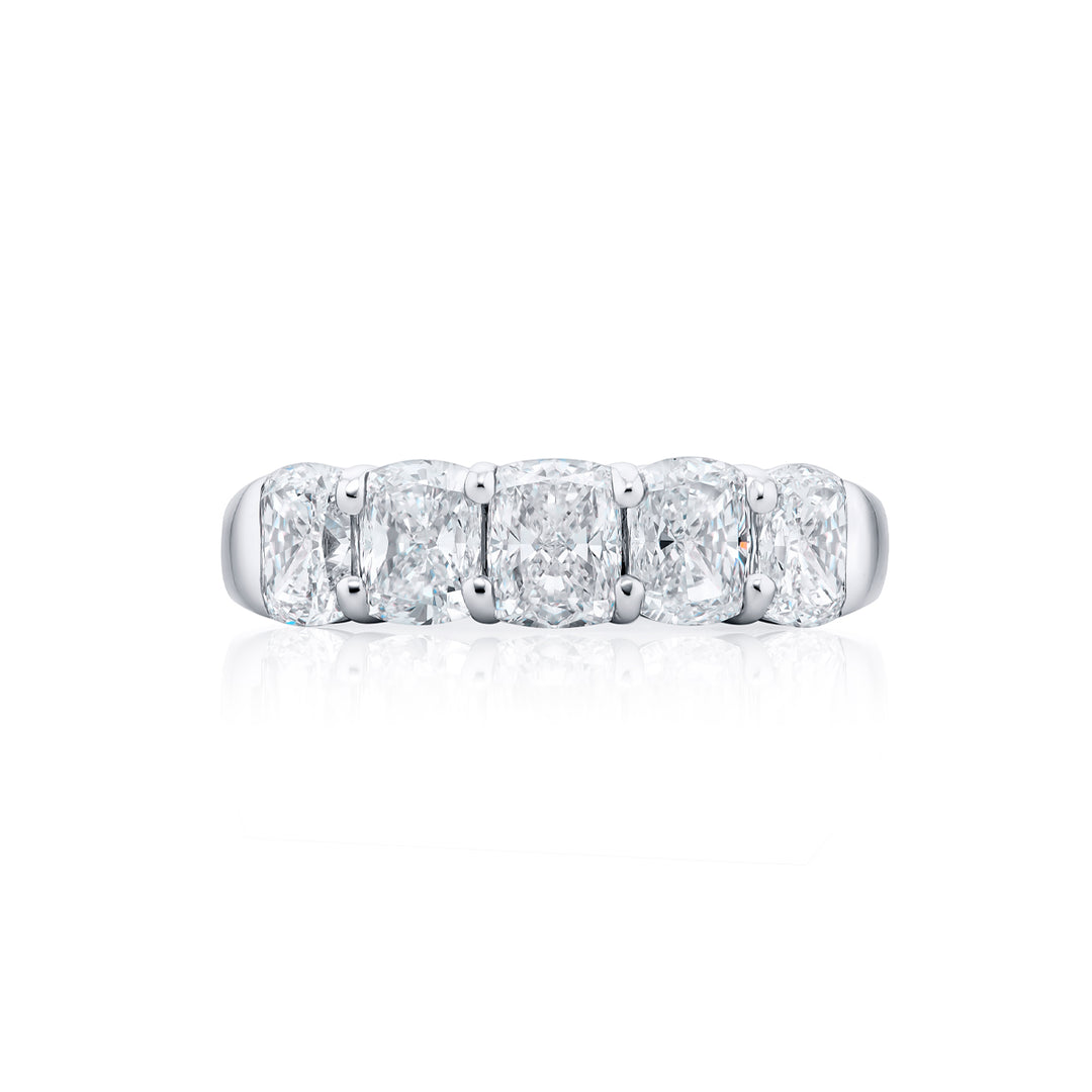 Platinum Cushion-Cut Diamond Single-Row GIA Certified Band