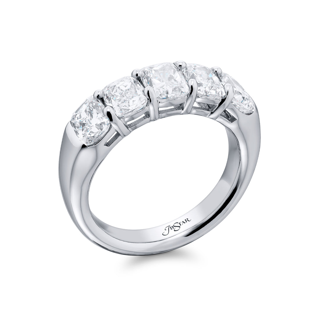 Platinum Cushion-Cut Diamond Single-Row GIA Certified Band