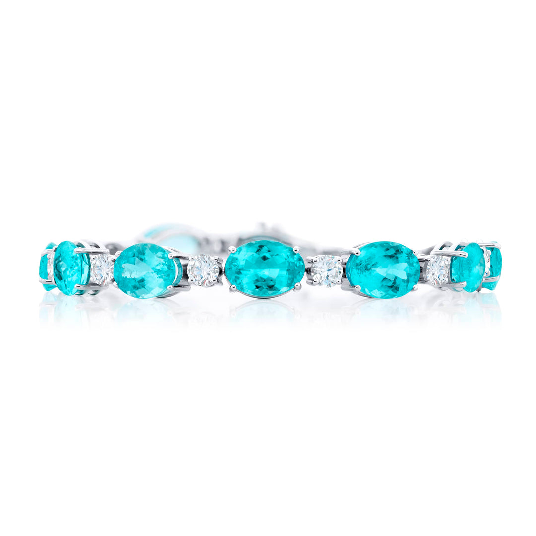 Platinum Oval Paraiba and Diamond Bracelet