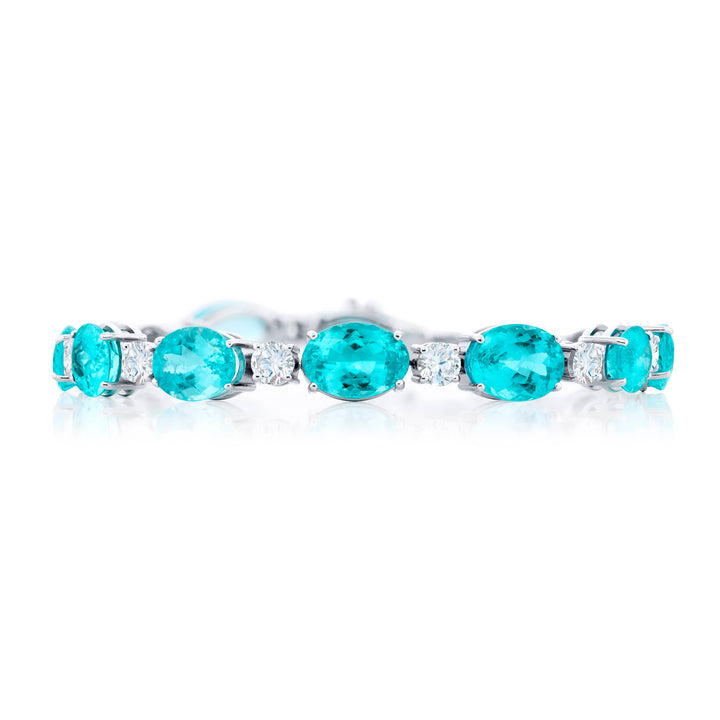 Platinum Oval Paraiba and Diamond Bracelet