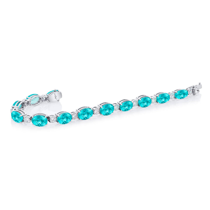Platinum Oval Paraiba and Diamond Bracelet