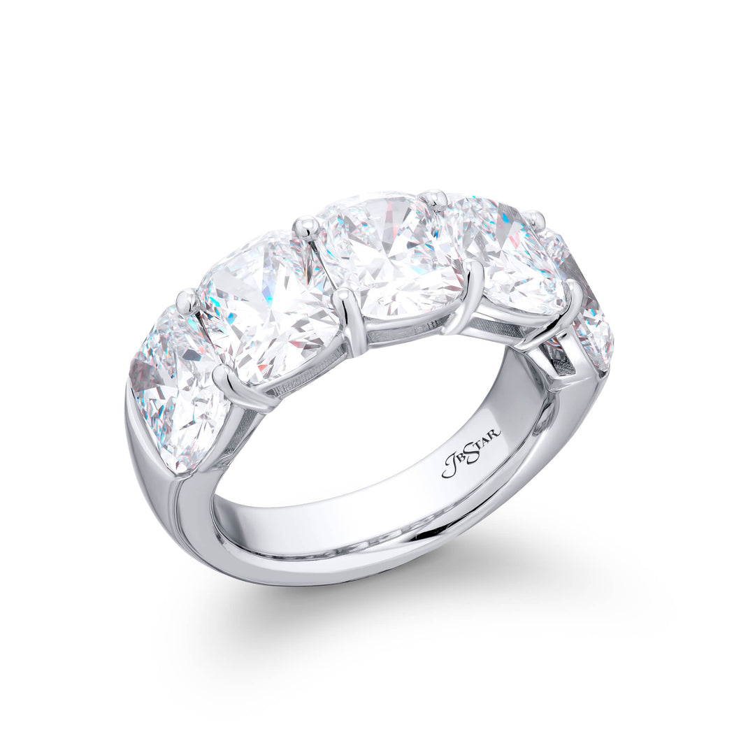 Platinum Cushion-Cut Diamond Certified Band