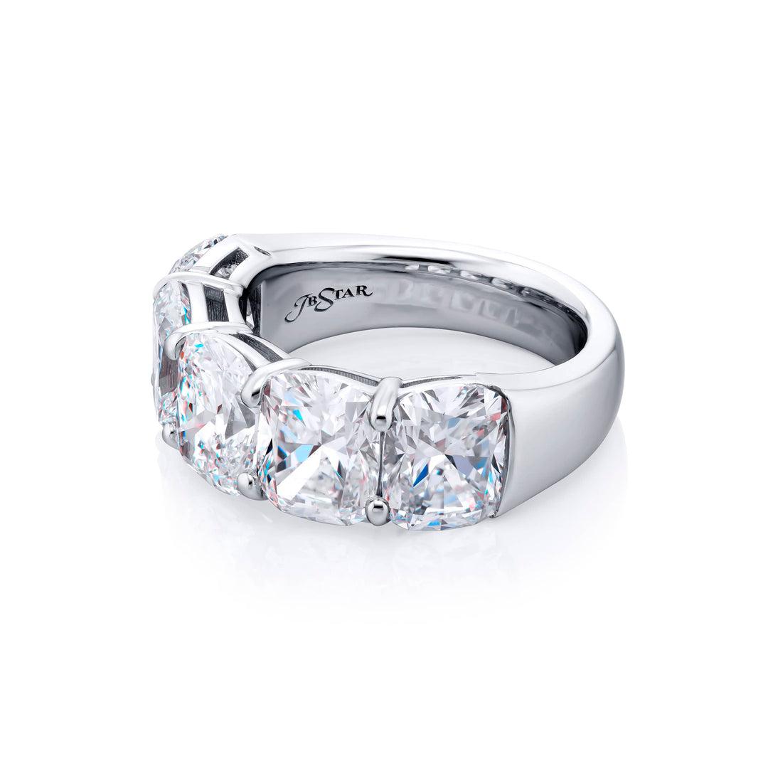 Platinum Cushion-Cut Diamond Certified Band