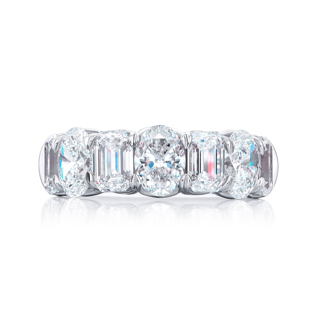 Platinum Emerald-Cut and Oval Diamond Certified Band