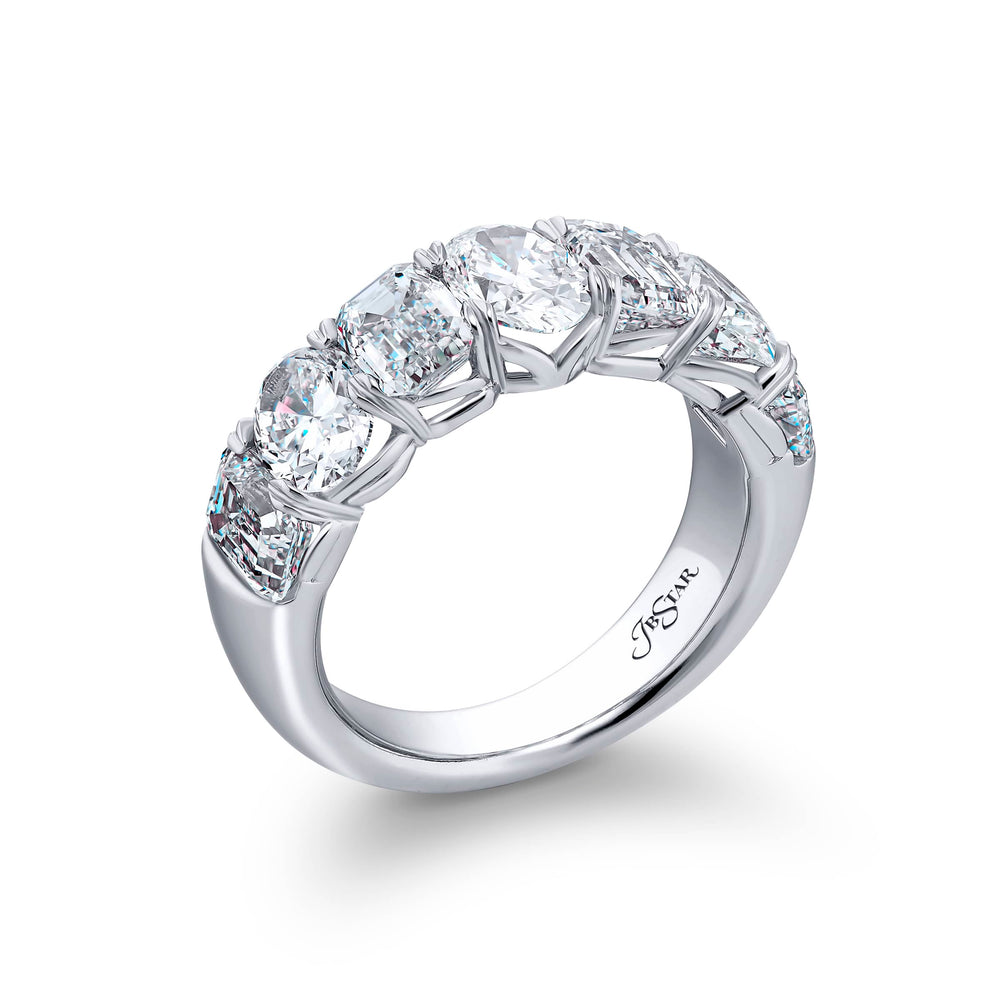 Platinum Emerald-Cut and Oval Diamond Certified Band