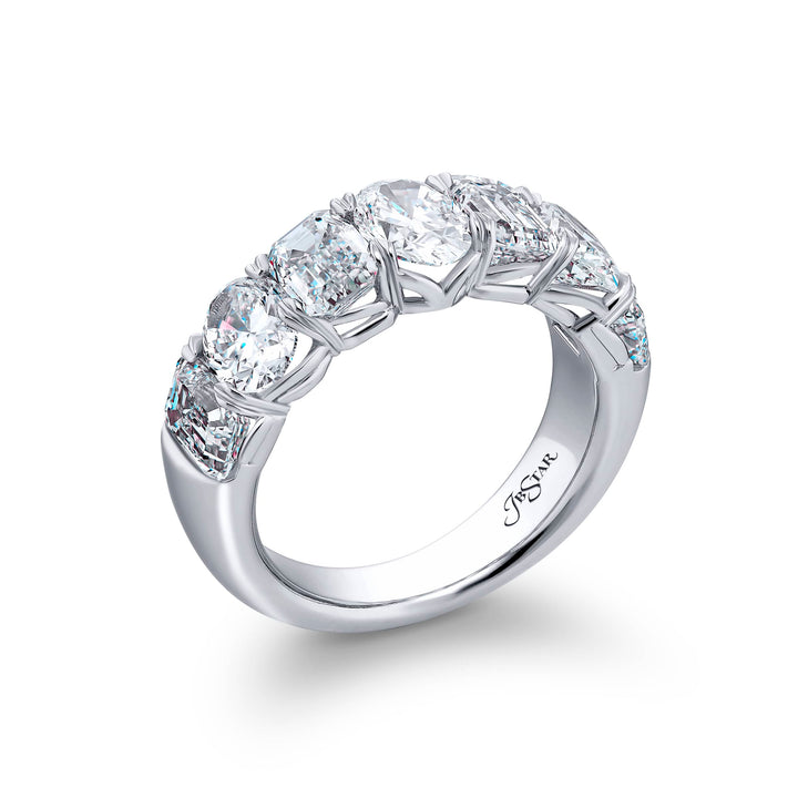 Platinum Emerald-Cut and Oval Diamond Certified Band