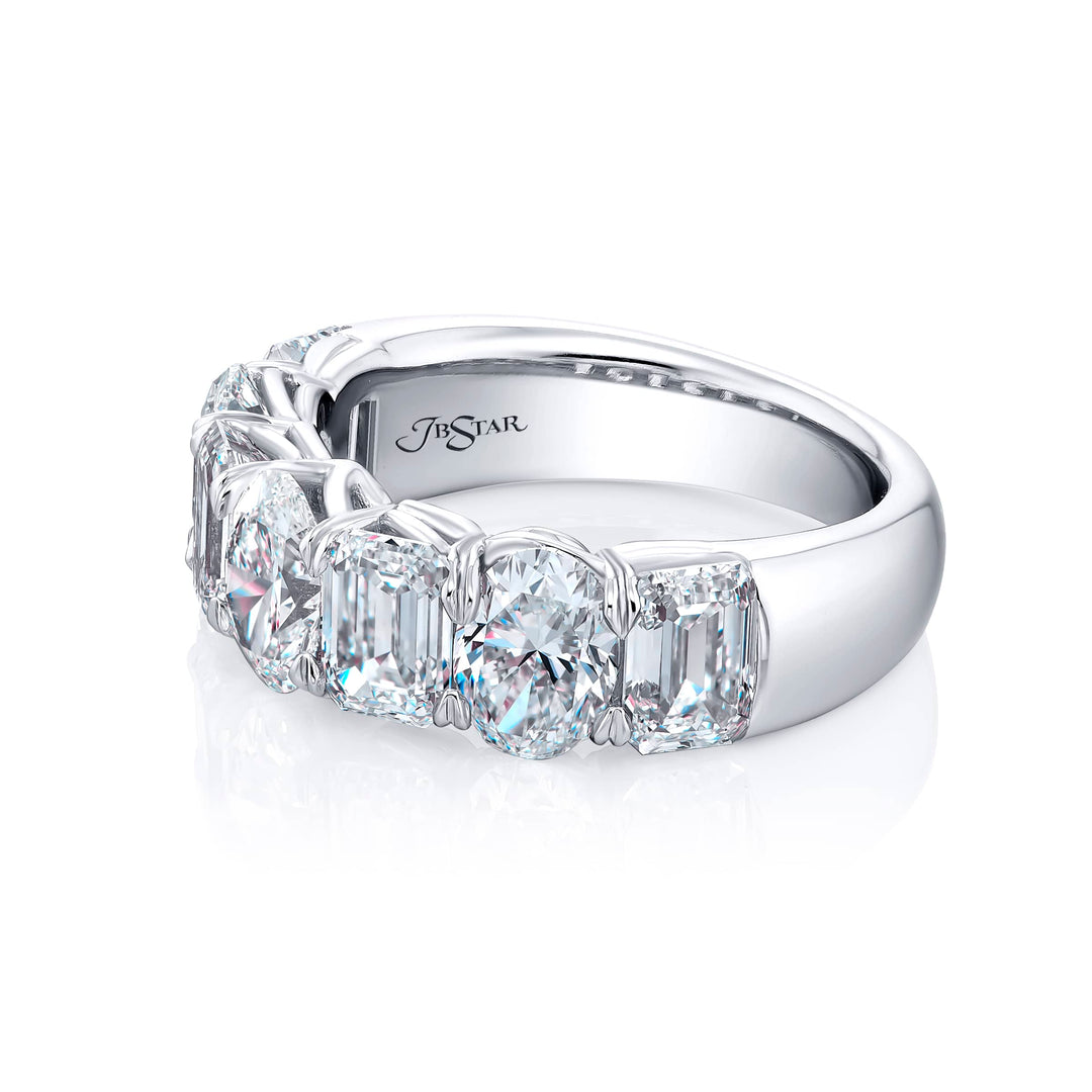 Platinum Emerald-Cut and Oval Diamond Certified Band