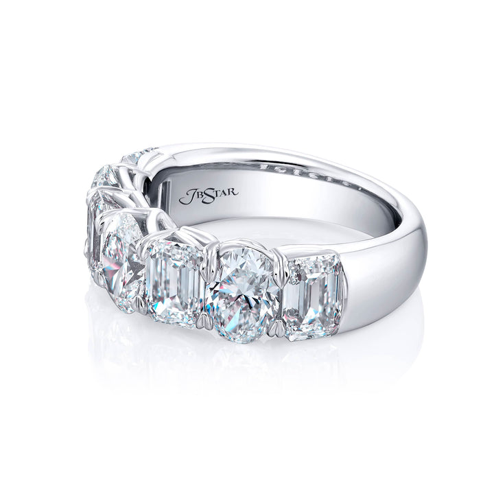 Platinum Emerald-Cut and Oval Diamond Certified Band