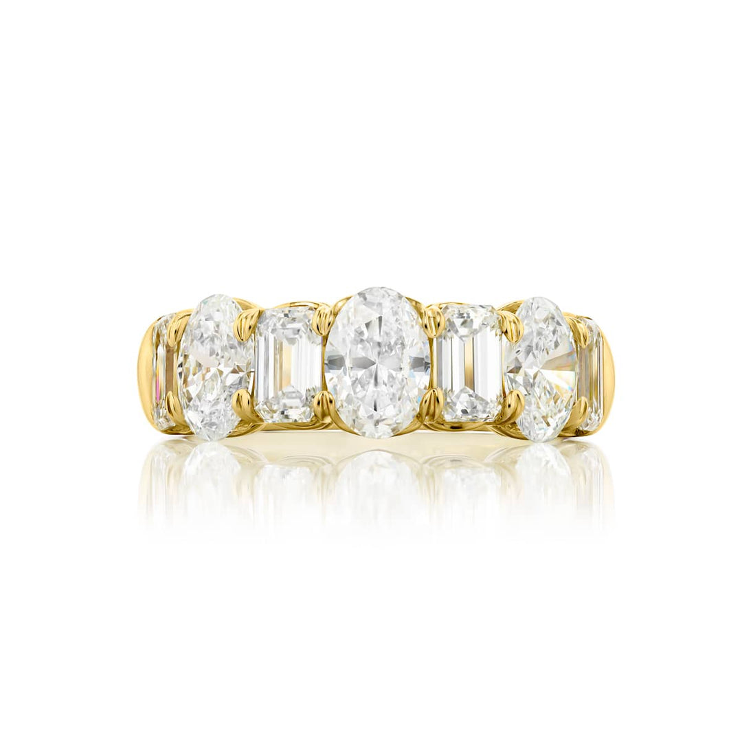 18K Yellow Gold Oval and Emerald-Cut Diamond Band