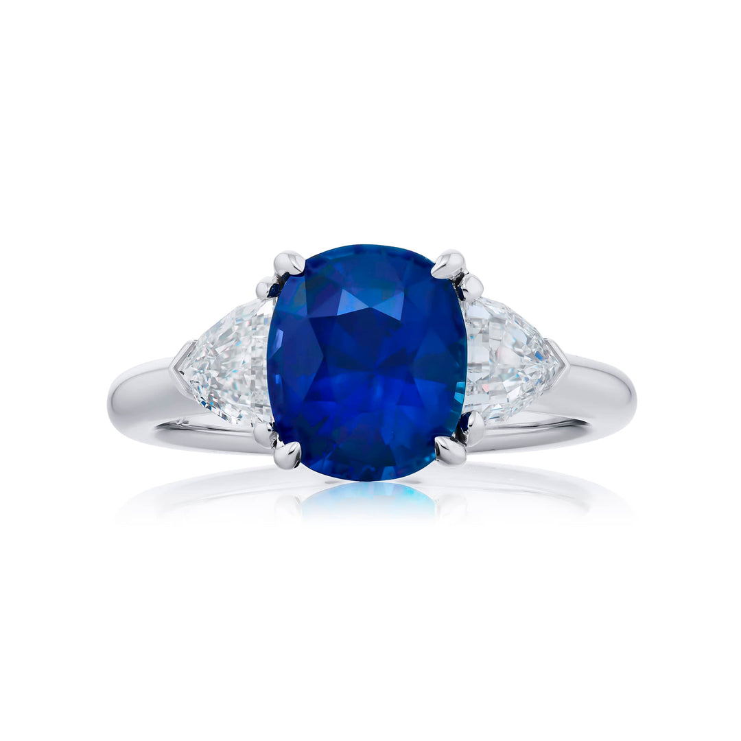 Platinum Cushion-Cut Sapphire Certified Ring