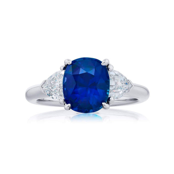 Platinum Cushion-Cut Sapphire Certified Ring