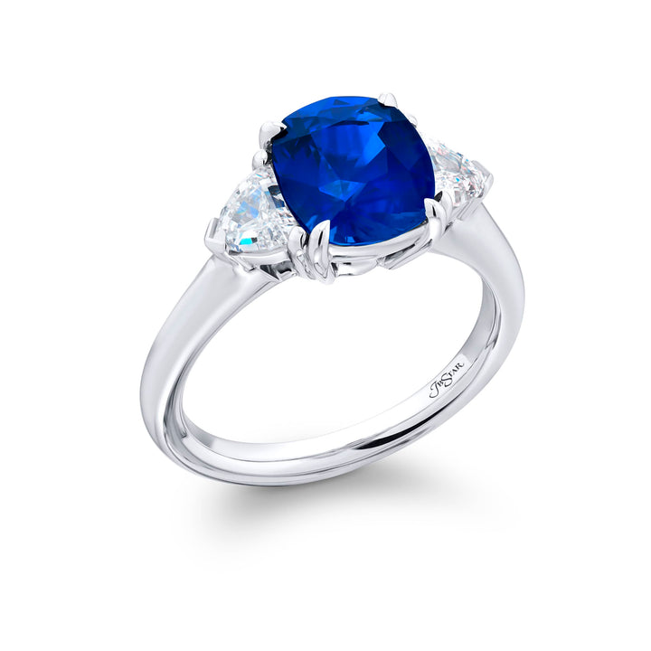 Platinum Cushion-Cut Sapphire Certified Ring
