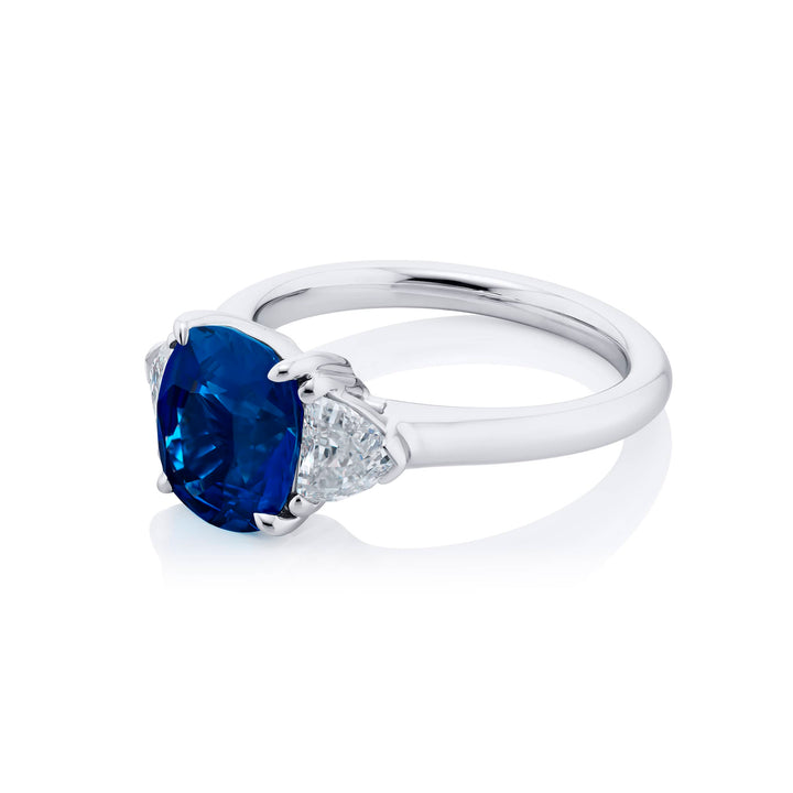 Platinum Cushion-Cut Sapphire Certified Ring