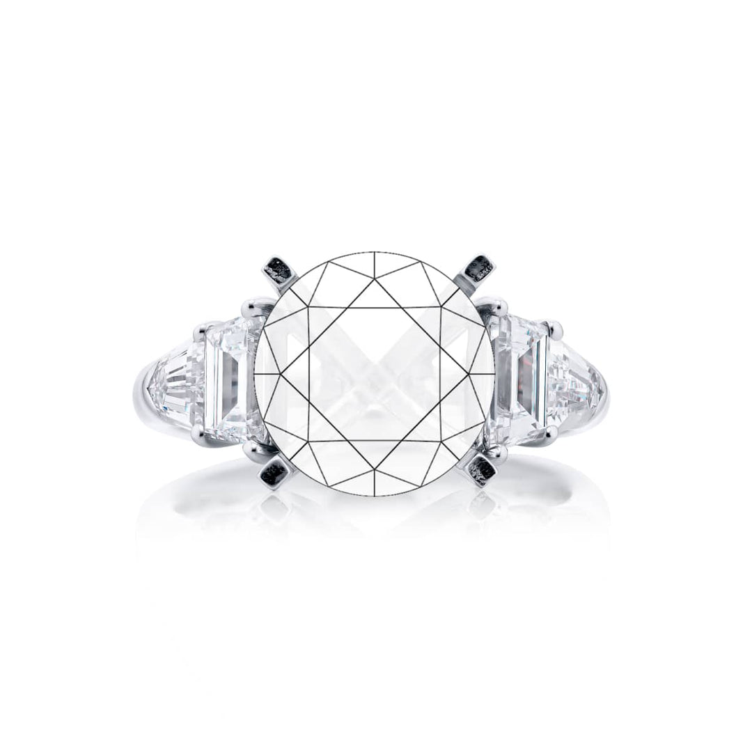 Platinum Trapezoid and Bullet Diamond Semi-Mount