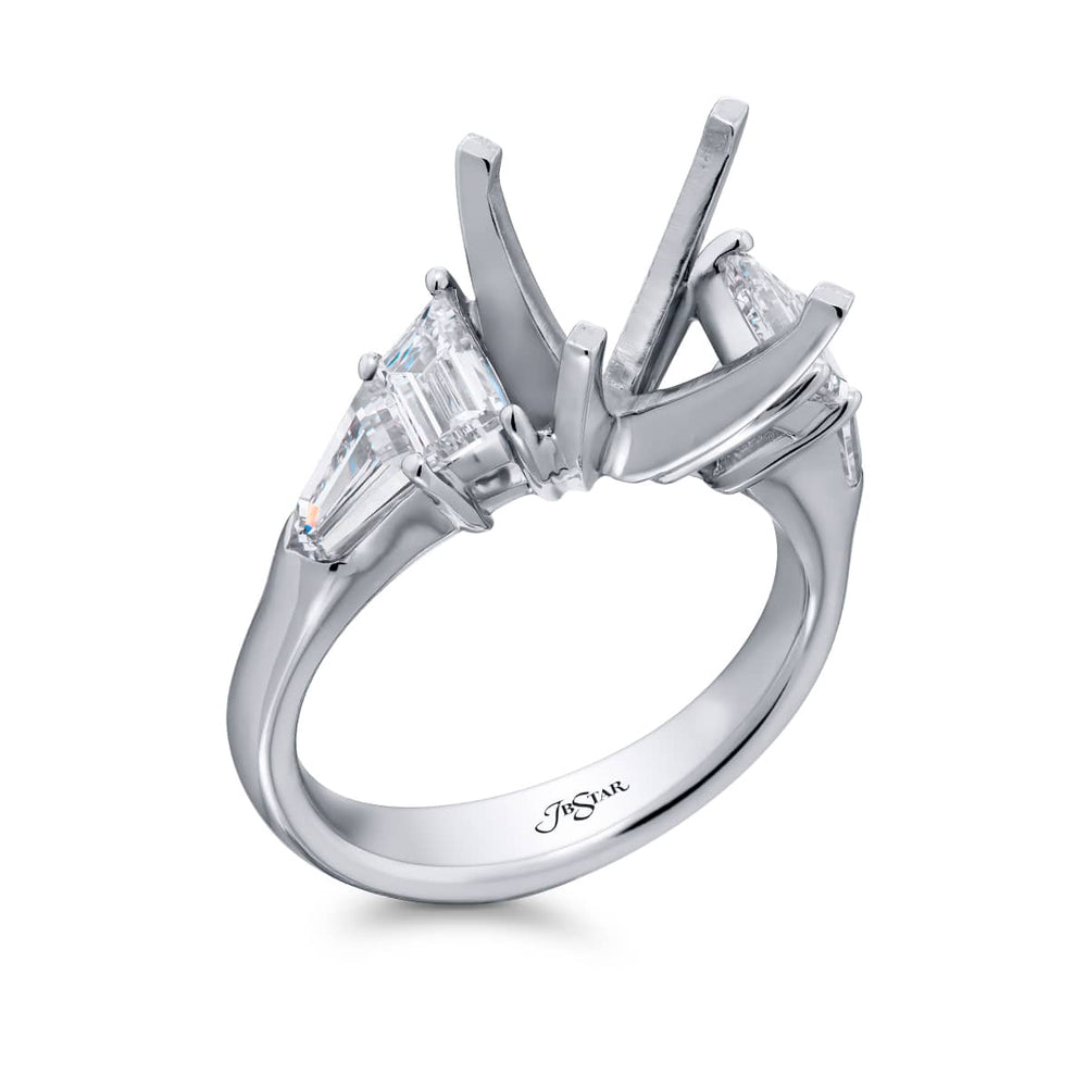 Platinum Trapezoid and Bullet Diamond Semi-Mount