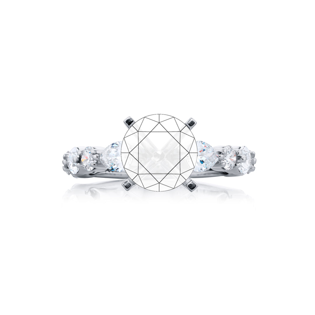 Platinum Pear-Shaped & Round Diamond Semi Mount